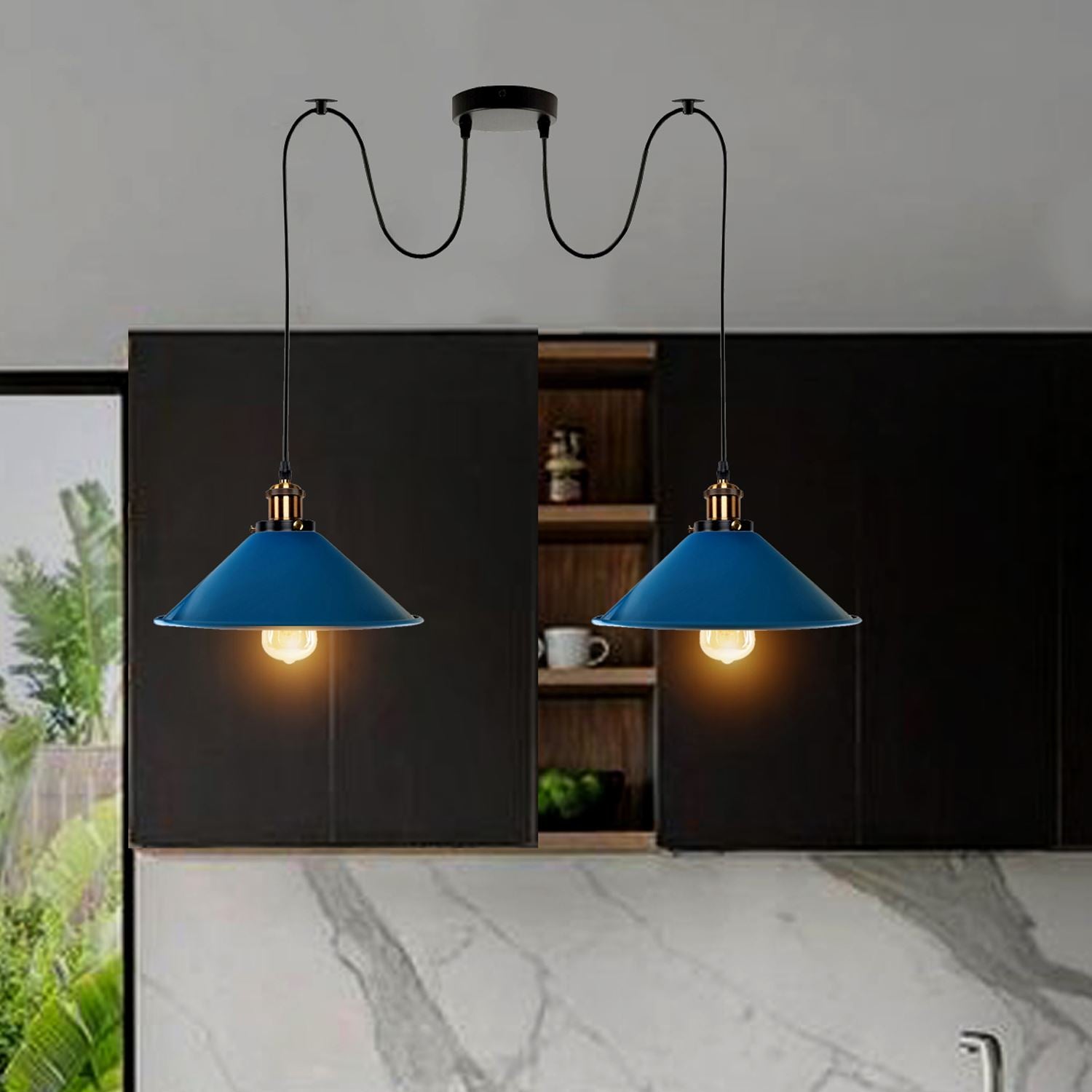 2-way Retro Industrial ceiling cable E27 Hanging lamp pendant light~3403 - LEDSone UK Ltd