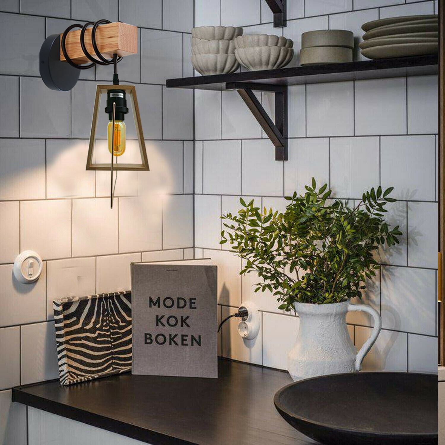 Modern Vintage Retro Industrial Wood Sconce Wall Light Lamp Fitting Fixture~1240 - LEDSone UK Ltd