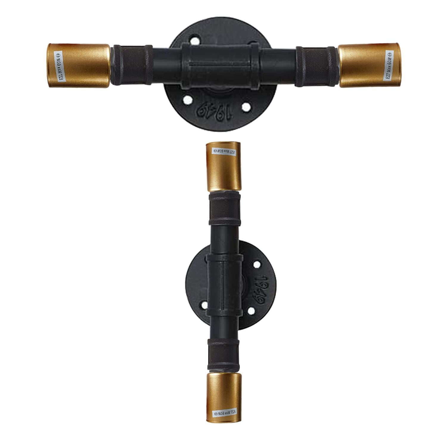 Industrial Wall Lamp Light Fixture Retro Steampunk Water Pipe 2-Light~1278 - LEDSone UK Ltd