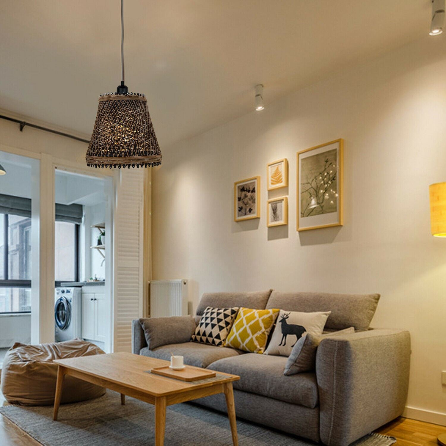 Rattan Wicker Ceiling Pendant Light Shade Hanging Light Antique décor Lampshade~1334 - LEDSone UK Ltd