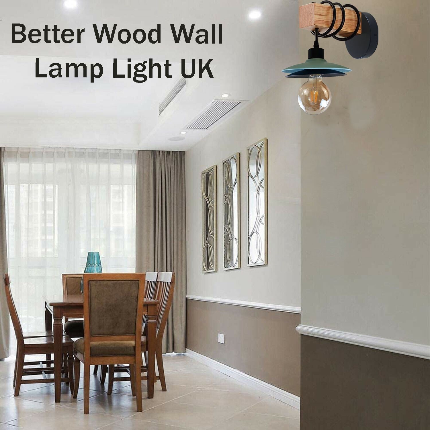 Wall Sconces Lighting Vintage Industrial Wood Indoor Wall Light Metal Double Shade Wall Lamp~1216 - LEDSone UK Ltd