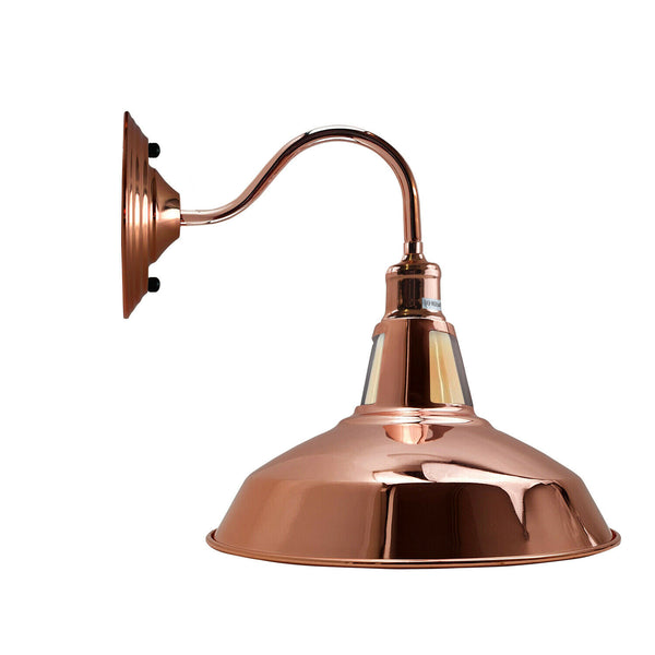 Industriële buitenwandlamp met zwanenhals~3623 – Roségoud / Nee