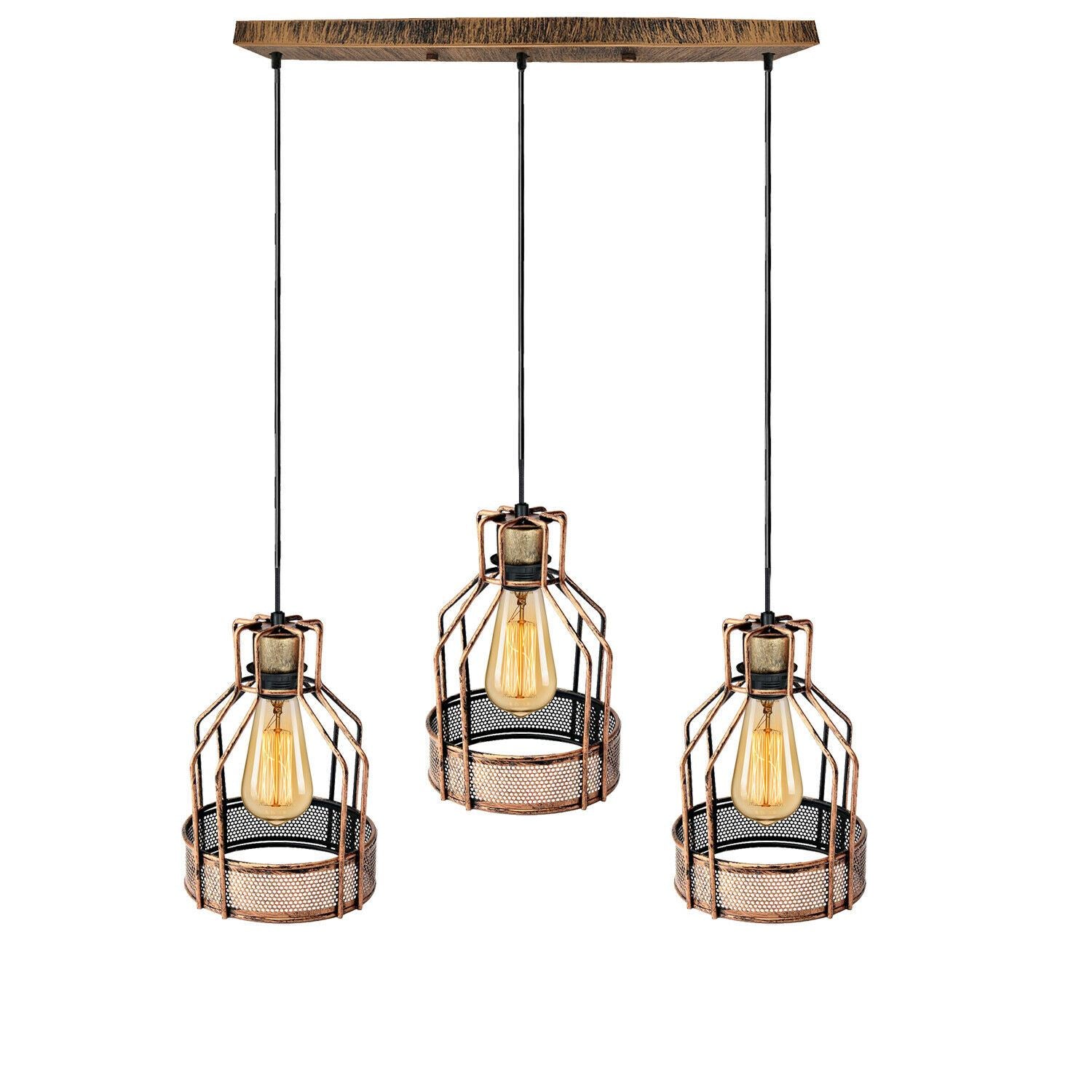 Vintage Modern 3 Head Pendant Light Bird Cage Shape Hanging Lamp UK~1418 - LEDSone UK Ltd
