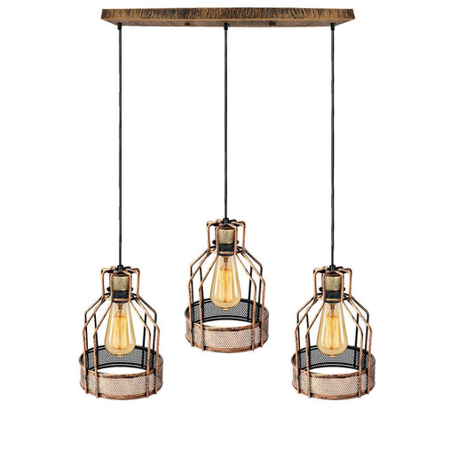 Vintage Modern 3 Head Pendant Light Bird Cage Shape Hanging Lamp UK~1418 - LEDSone UK Ltd