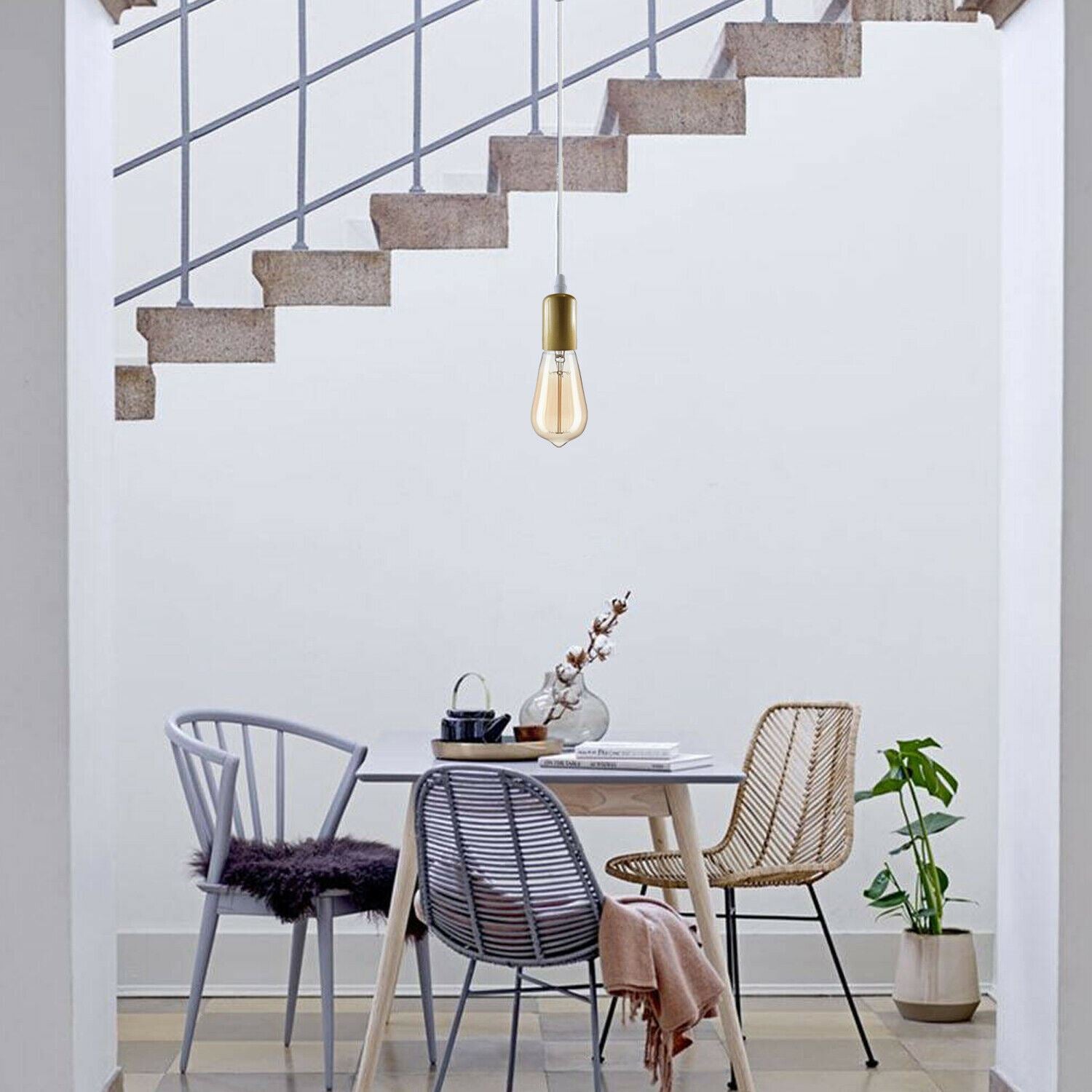 Modern Retro E27 Ceiling Pendant Holder Indoor Hanging Suspension Light Fitting Set~1206 - LEDSone UK Ltd