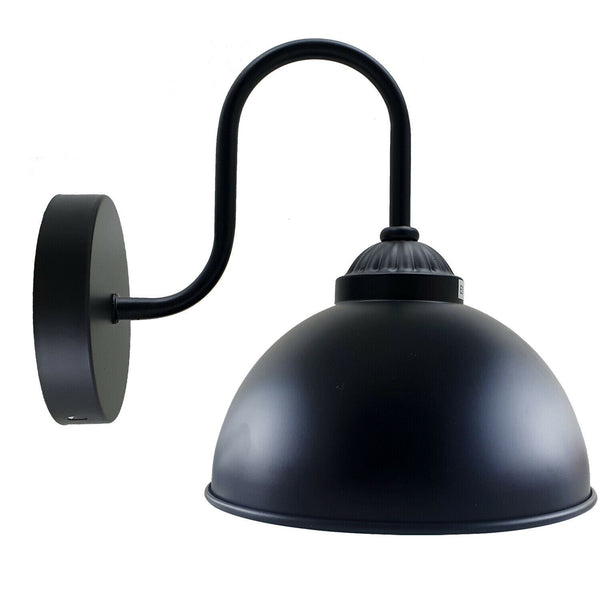Retro wandlamp met koepelvormige metalen kap, E27 binnenwandverlichting ~1264 – Zonder lamp / Zwart