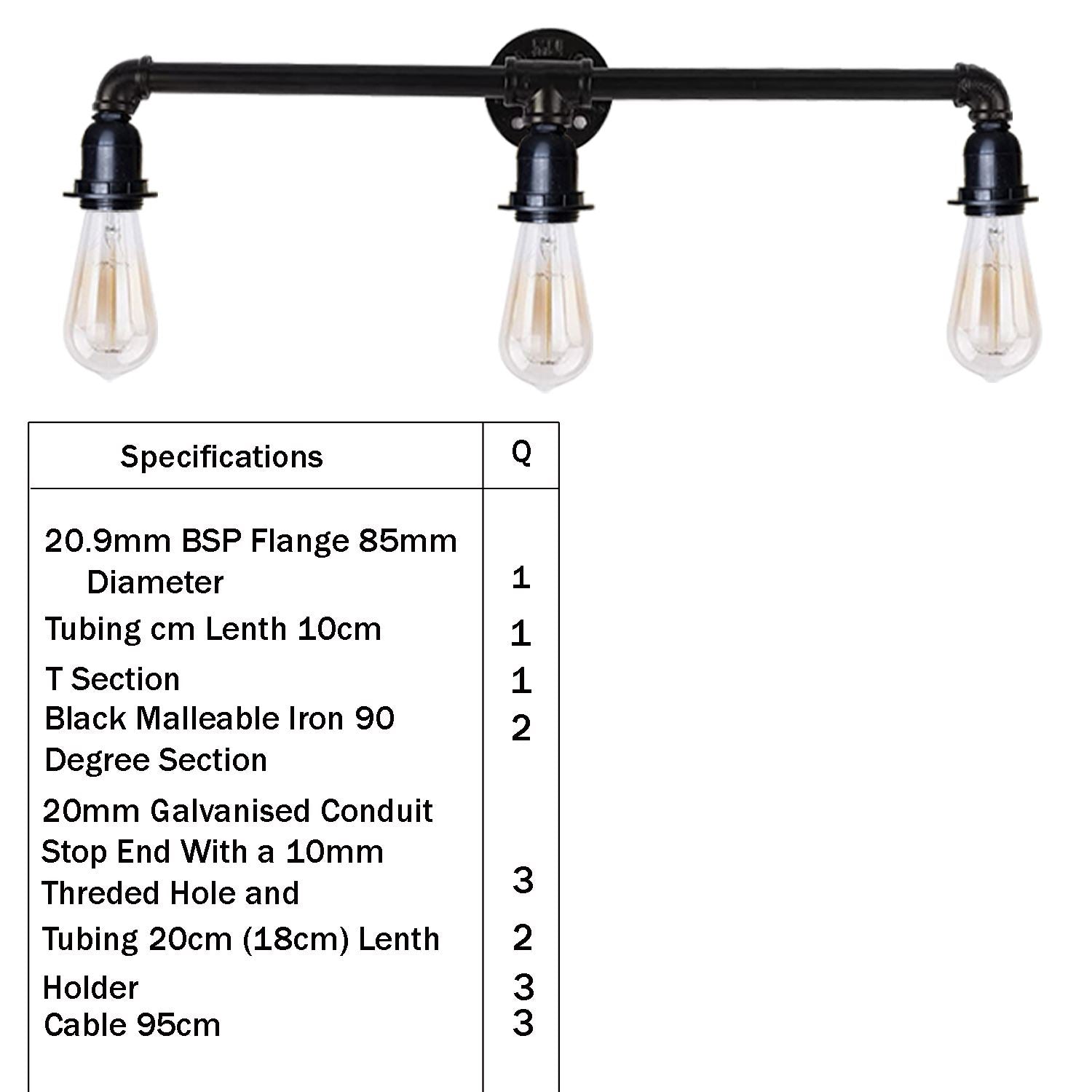 Modern Vintage Industrial Retro Wall Lamp Shade Pipe Light UK~1347 - LEDSone UK Ltd