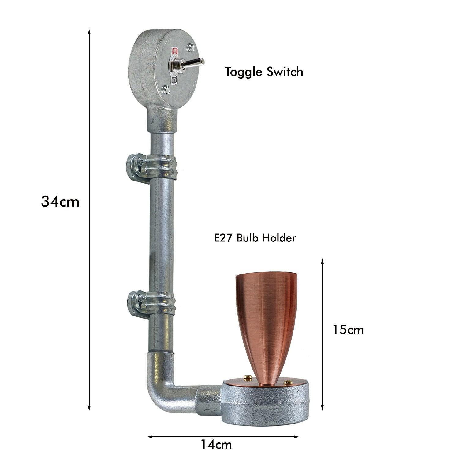 Industrial Retro Stylish Wall Designer Light Galvanized conduit Wall Light~3409 - LEDSone UK Ltd