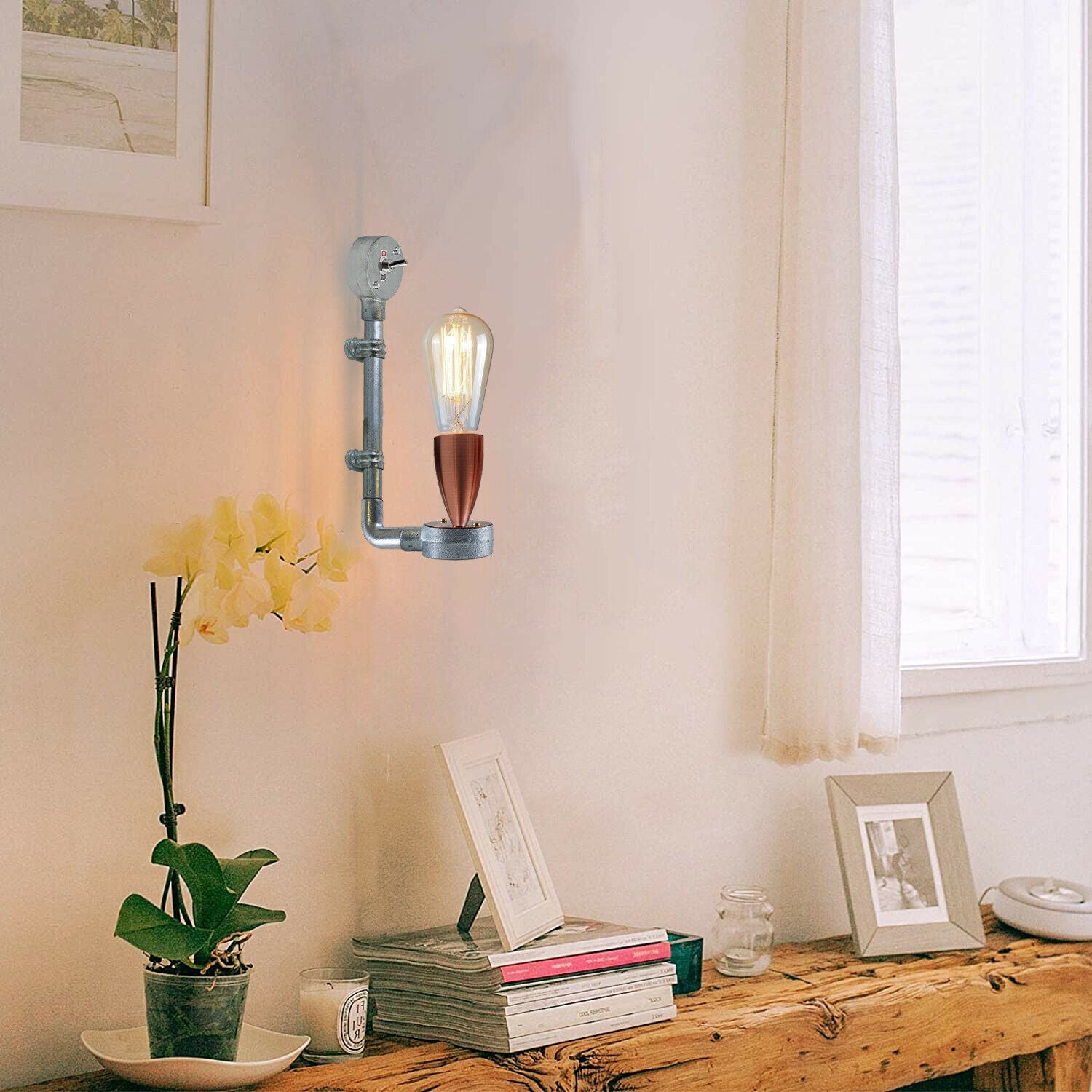 Industrial Retro Stylish Wall Designer Light Galvanized conduit Wall Light~3409 - LEDSone UK Ltd