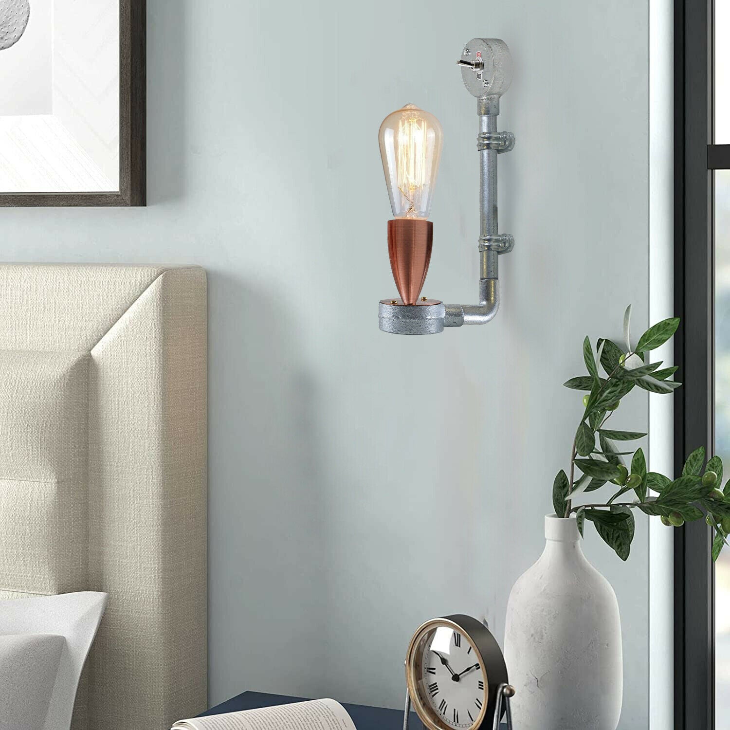 Industrial Retro Stylish Wall Designer Light Galvanized conduit Wall Light~3409 - LEDSone UK Ltd