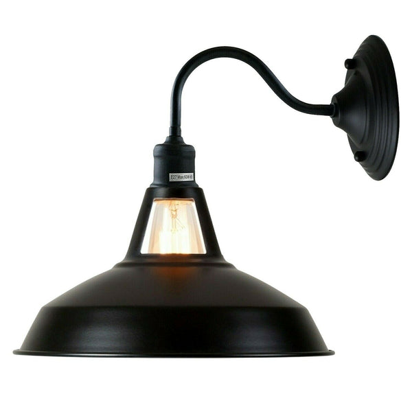 Industriële buitenwandlamp met zwanenhals~3623 – Zwart / Nee