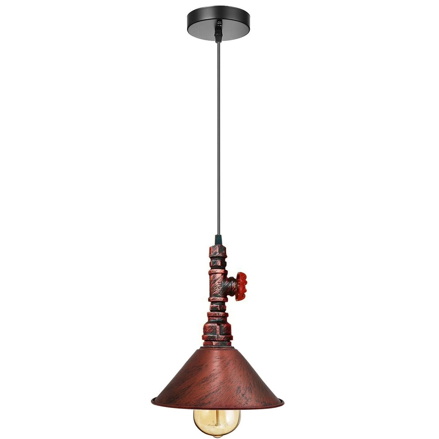 Industrial Vintage Ceiling Pendant Lights Metal Pipe Brushed Colour Lampshades~1310 - LEDSone UK Ltd