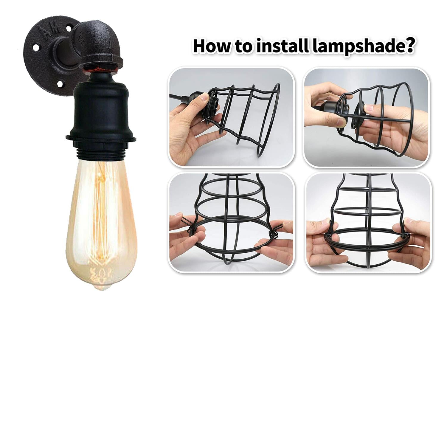 Modern Wall Sconce Lamp Industrial Rustic Metal Water Pipe Finish - Retro Wall Mount Fixture~1246 - LEDSone UK Ltd