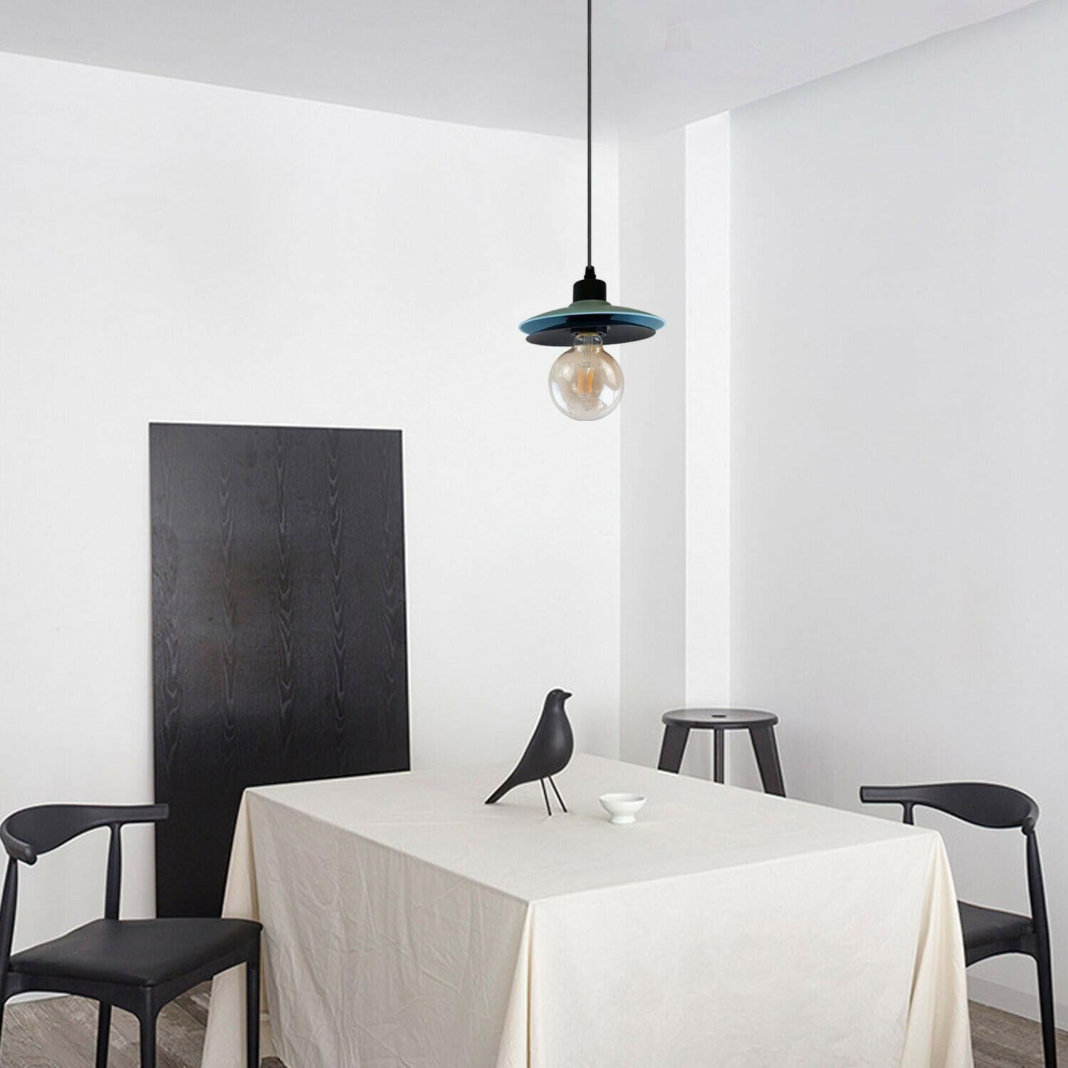 Double Shade Black And Blue Ceiling Hanging Pendant Light~1430 - LEDSone UK Ltd