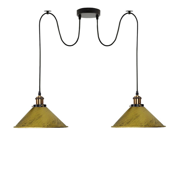 2-weg Retro Industriële plafondkabel E27 Hanglamp hanglamp~3403 – Geborsteld messing / Nee