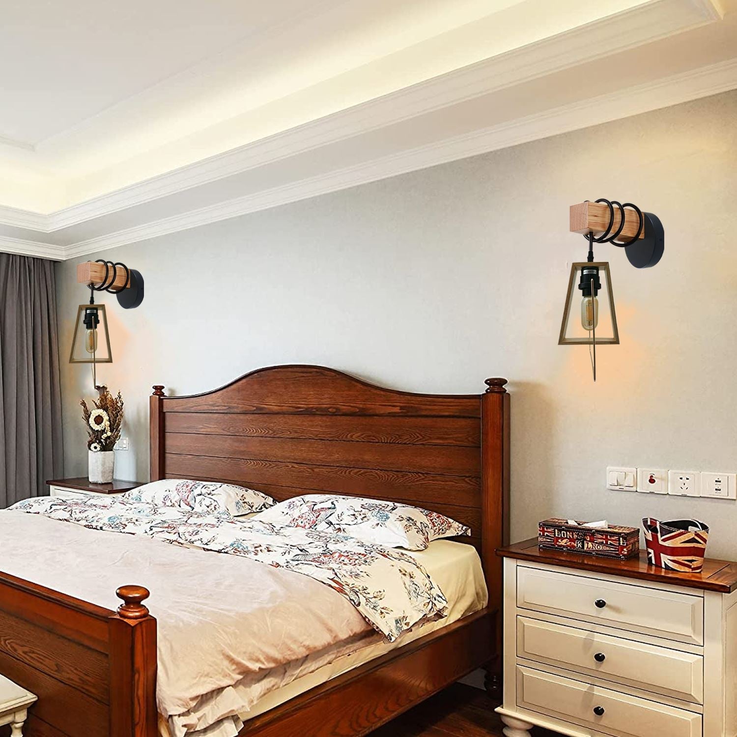 Modern Vintage Retro Industrial Wood Sconce Wall Light Lamp Fitting Fixture~1240 - LEDSone UK Ltd