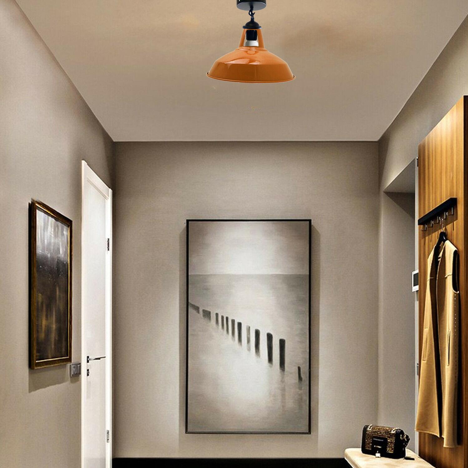 Colour Industrial Metal Ceiling Plate Light Holder & Retro Pendant Lamp Shade~1412 - LEDSone UK Ltd