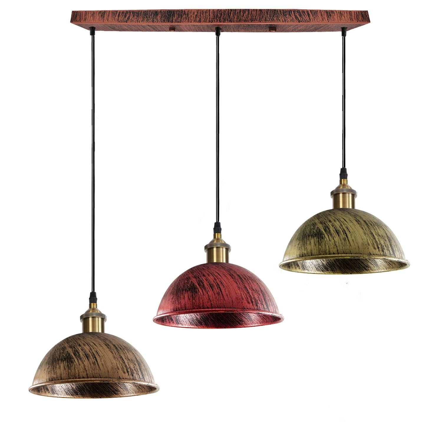  Industrial Retro 3Head Dome Ceiling Pendant Lamp Shade Light Kit
