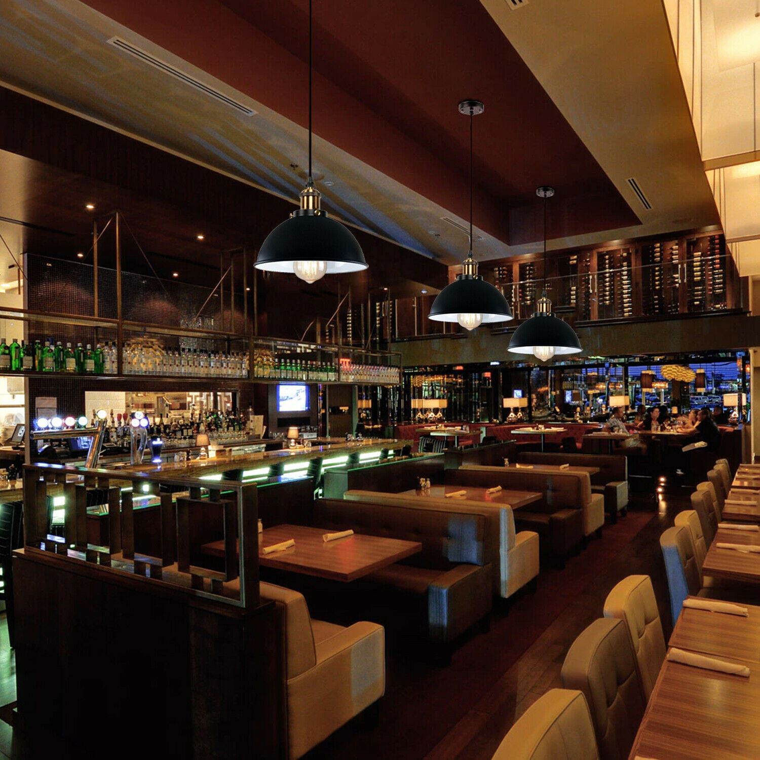 LEDSone Vintage Industrial Metal Ceiling Pendant Shade Modern Hanging Retro with various pattern Light black colour ~1259 - LEDSone UK Ltd