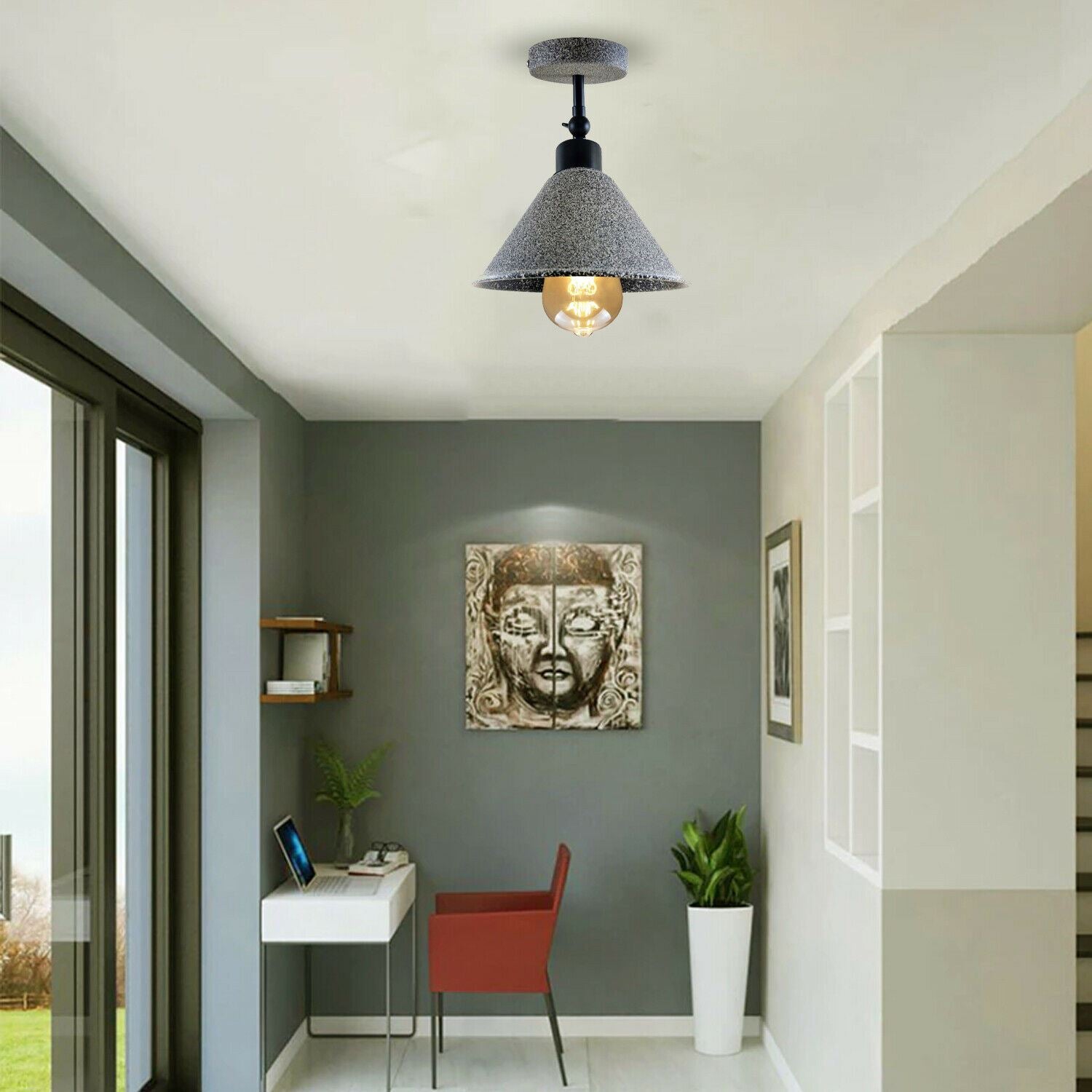 Retro Industrial Ceiling Flush Mount Light Metal Cone Shade Light Kit~1223 - LEDSone UK Ltd