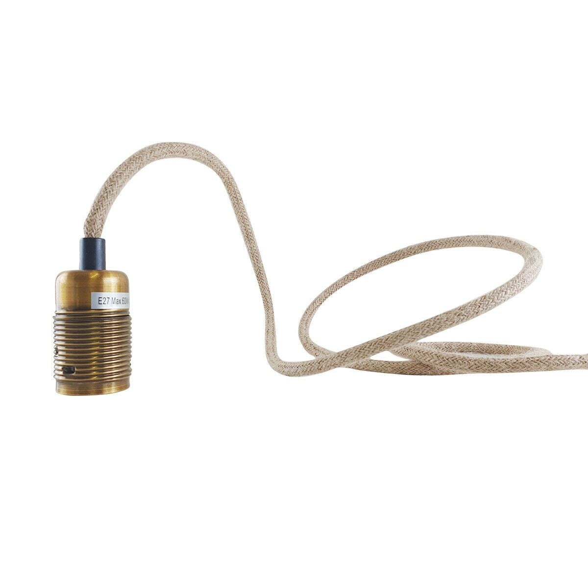 Vintage Industrial E27 Bulb Holder Screw Ceiling Rose Lamp Hemp Pendant Indoor Hanging Light Fitting Conservatory, Dining Room, Foyer, Garage~1191 - LEDSone UK Ltd
