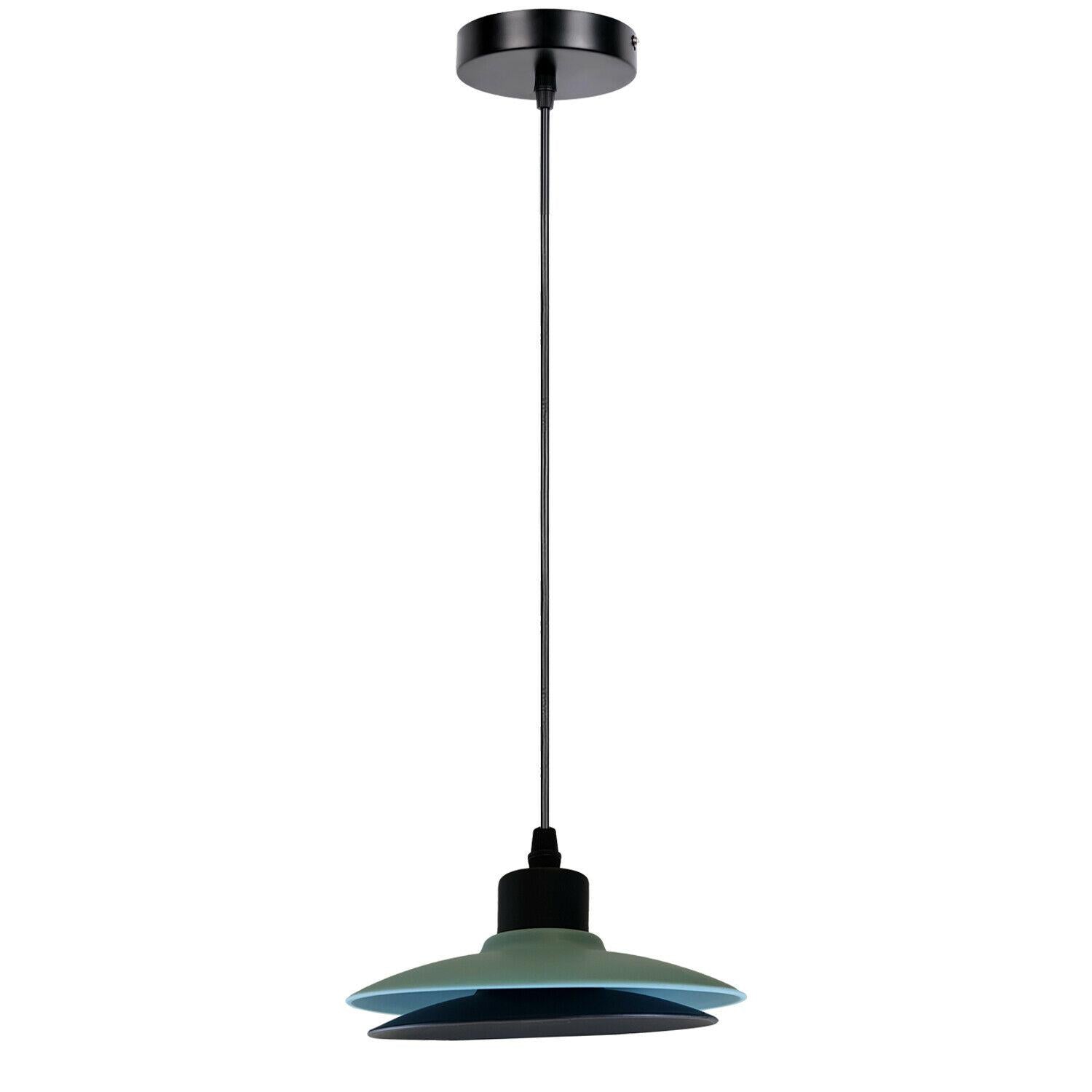 Double Shade Black And Blue Ceiling Hanging Pendant Light~1430 - LEDSone UK Ltd
