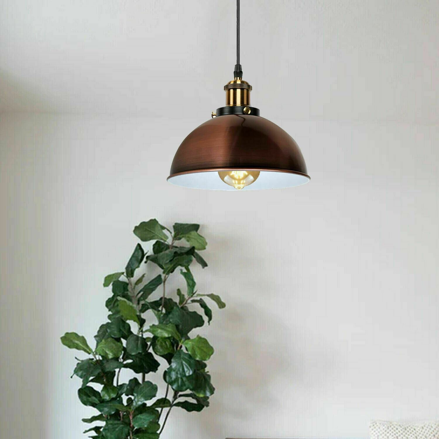 Vintage Modern Ceiling Pendant Light  Metal Dome Shade Hanging Indoor Light Fitting  With 95cm Adjustable Wire~1260 - LEDSone UK Ltd