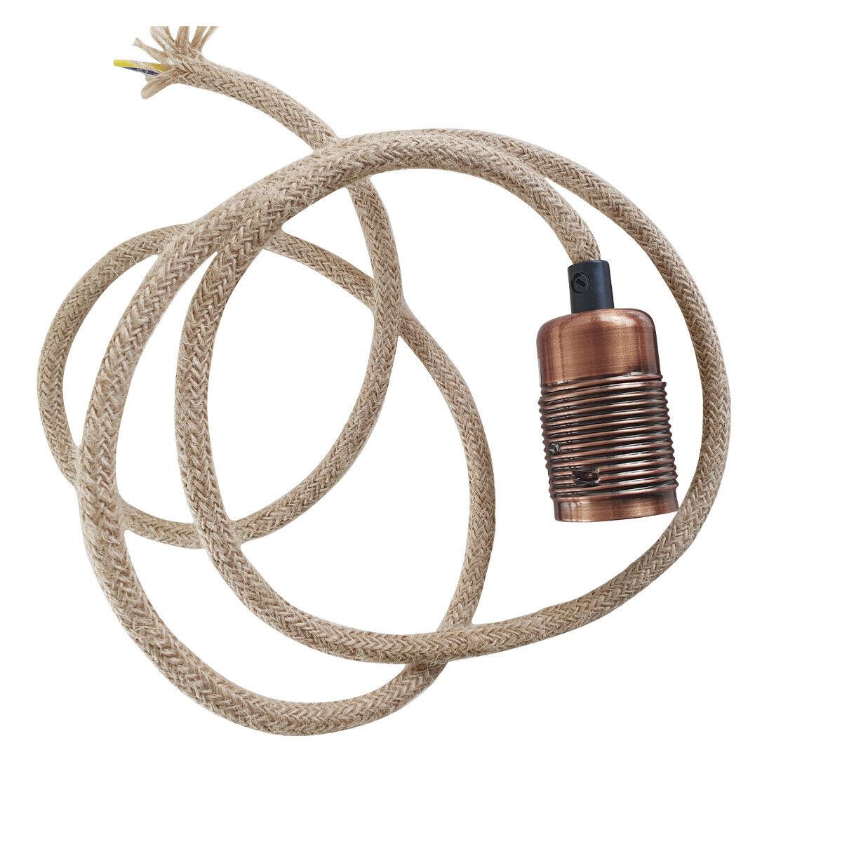 Vintage Industrial E27 Bulb Holder Screw Ceiling Rose Lamp Hemp Pendant Indoor Hanging Light Fitting Conservatory, Dining Room, Foyer, Garage~1191 - LEDSone UK Ltd