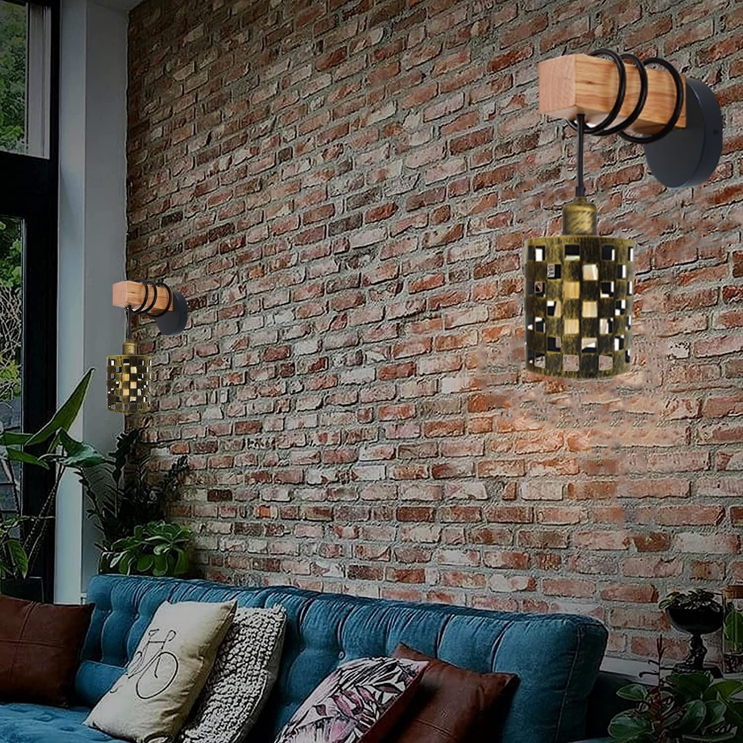 Vintage Industrial Retro Matel Wood Wall Lights Sconce Lamp Kit~1317 - LEDSone UK Ltd