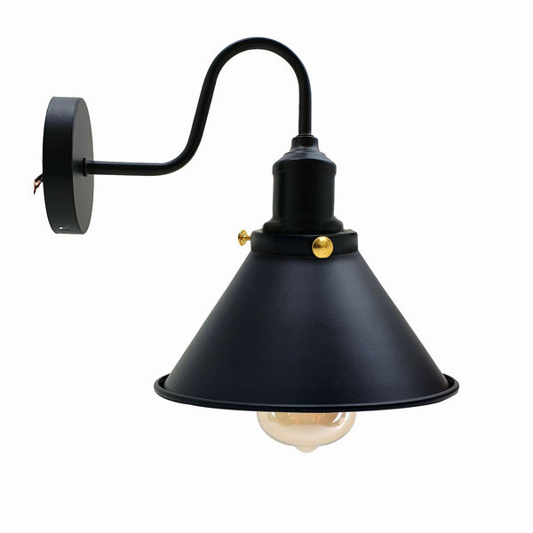 Vintage industriële wandlampen slaapkamer woonkamer ~3388 – Helemaal zwart / Ja