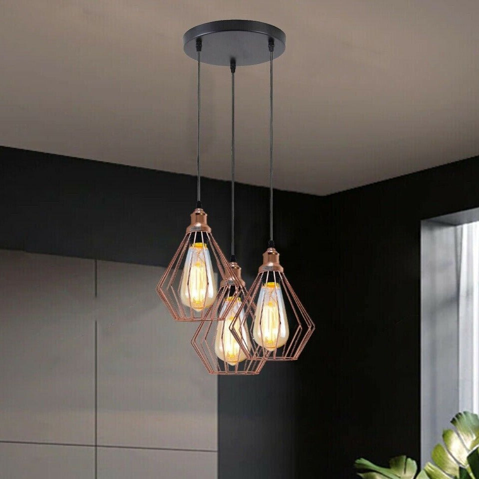 Vintage Cage Pendant Light | Rustic Ceiling Fixture for Home & Office