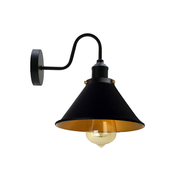 Vintage industriële wandlampen slaapkamer woonkamer ~3388 – Zwart Goud Binnenkant / Ja