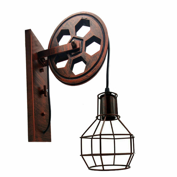 Vintage industriële wandlamp E27 fitting katrolwiel wandlamp~2231 – Rustiek Rood
