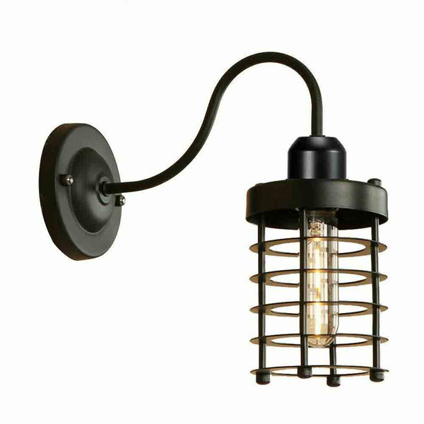 Vintage Cage Wandlampen Zwarte Wandlampenkap ~2900 – Trapbuisvorm