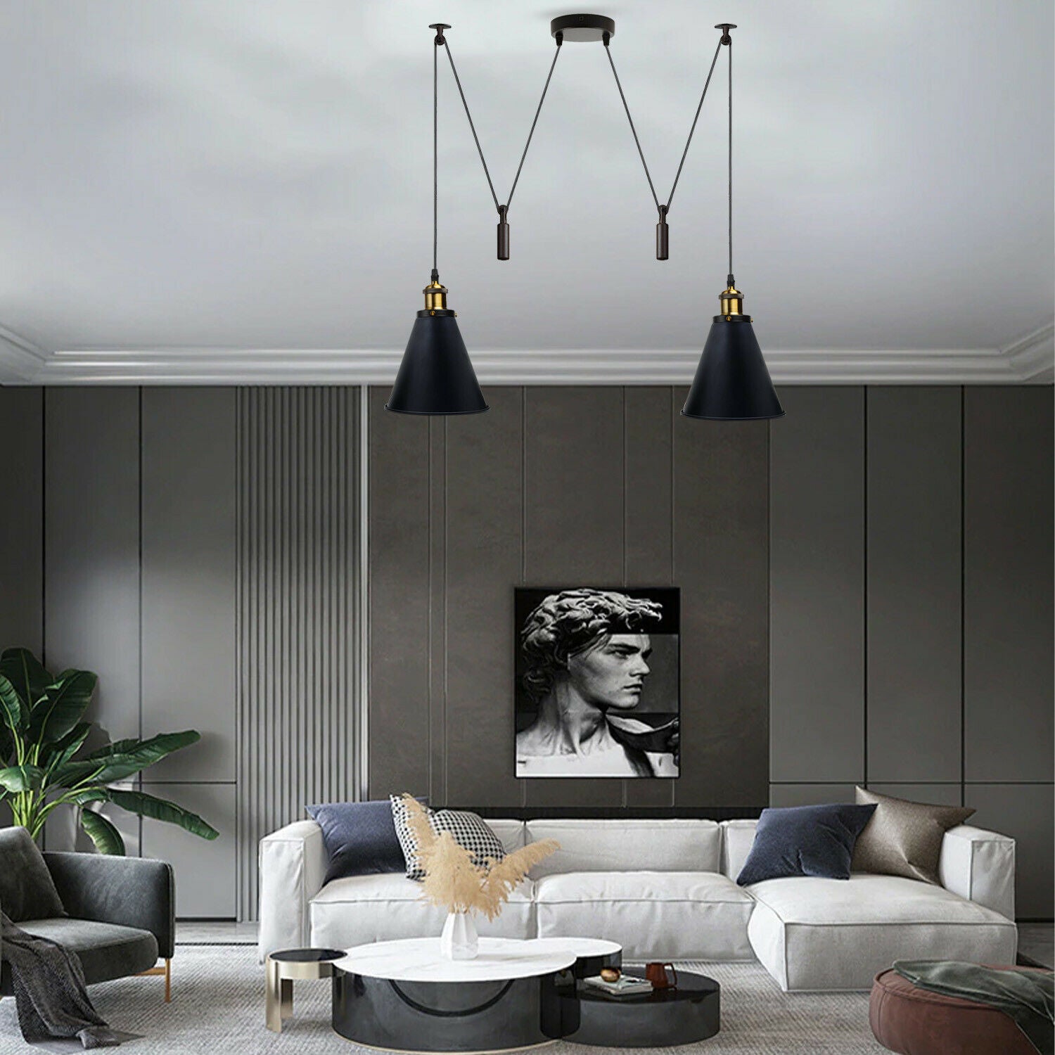 Black modern pendant lighting 2 way