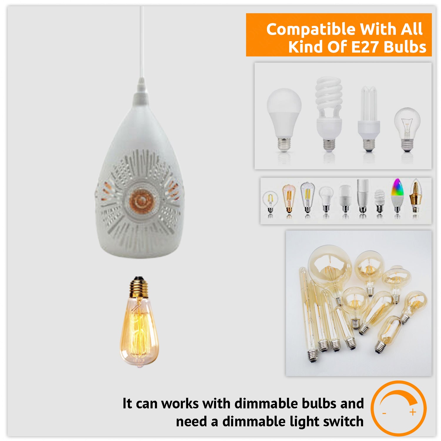 Elegant white ceiling pendant light for living room