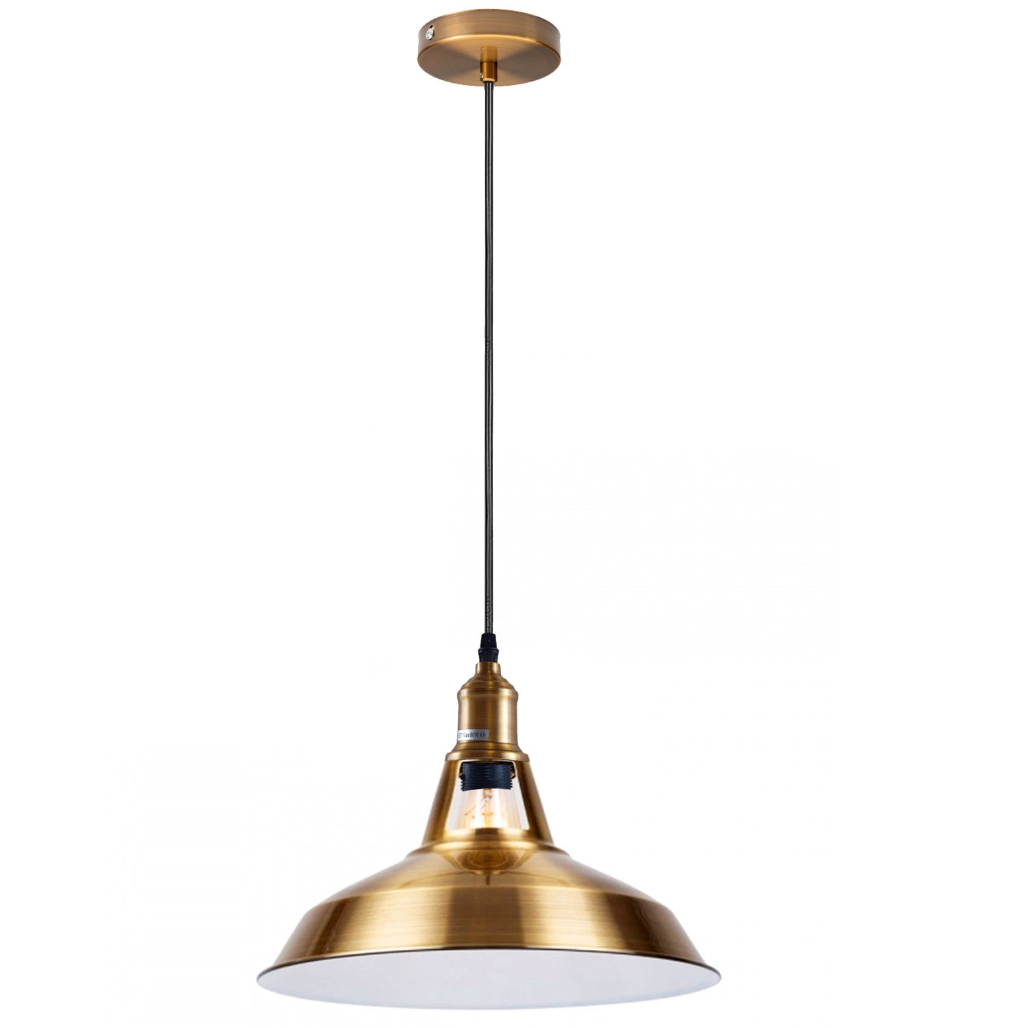 brass metal pendant light in dining room