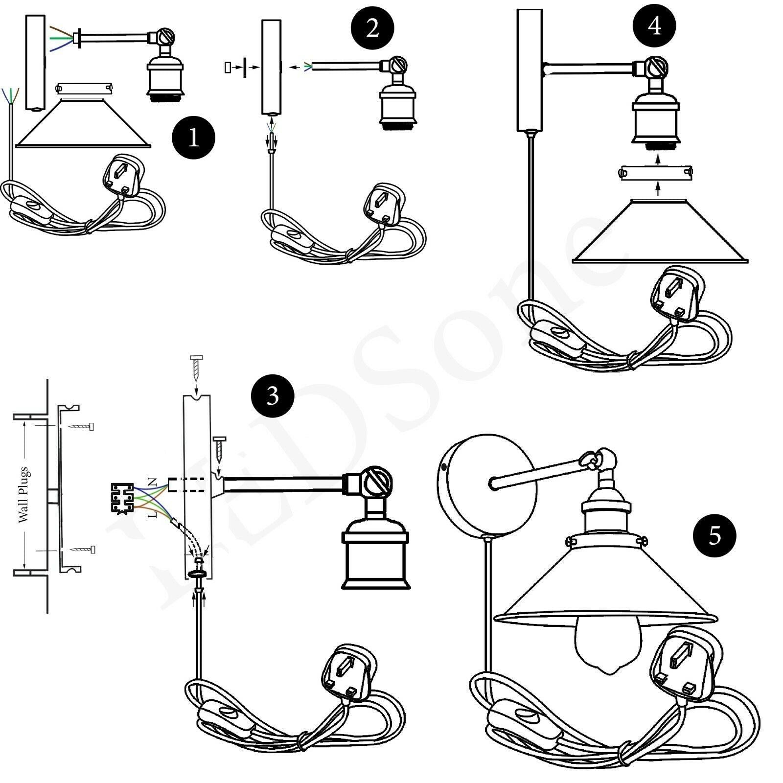 plug in light fixture for wall