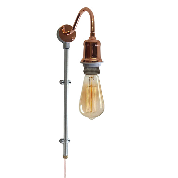 Buisbuis Stekker in wandlamp 2M Stoffen Flexkabel Dimmerschakelaar swag Arm~1604 – Roségoud / Ja