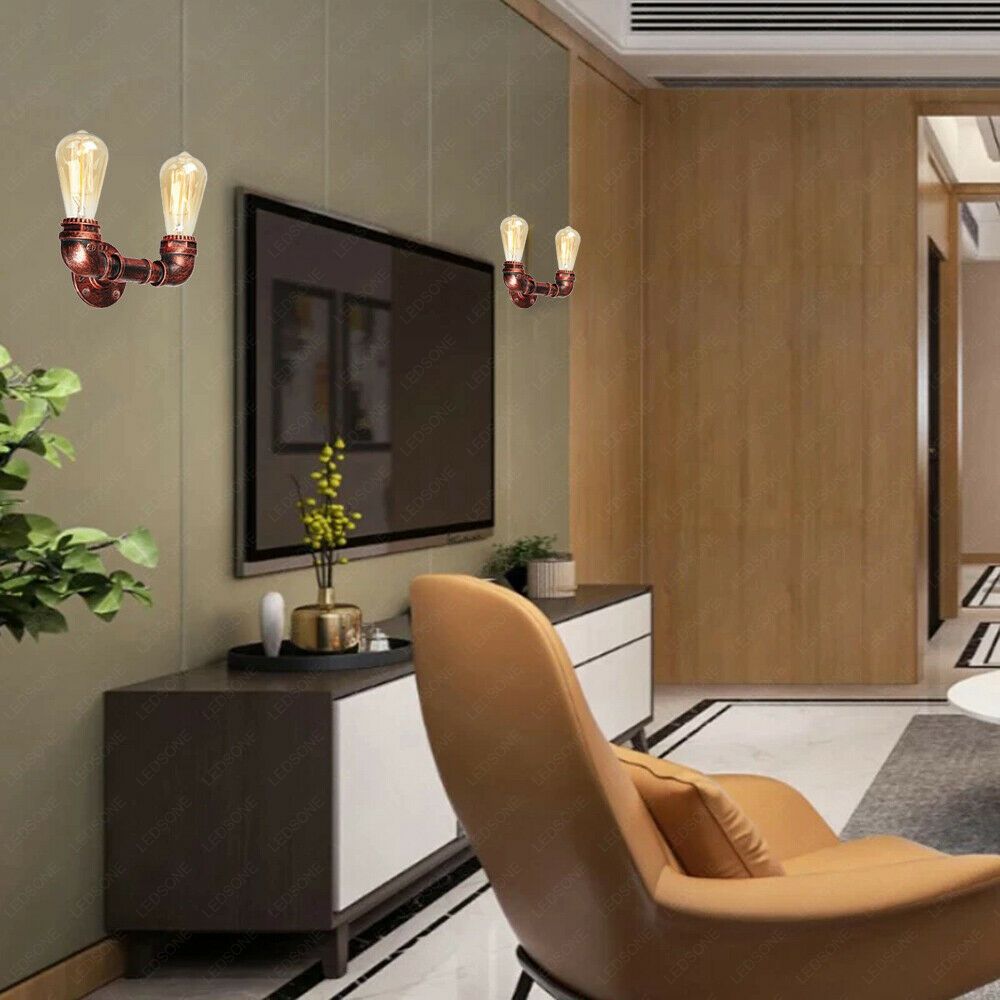 Vintage Industrial Sconce Loft Various colours Water Pipe Wall Light Porch Lamp Steampunk~2133 - LEDSone UK Ltd