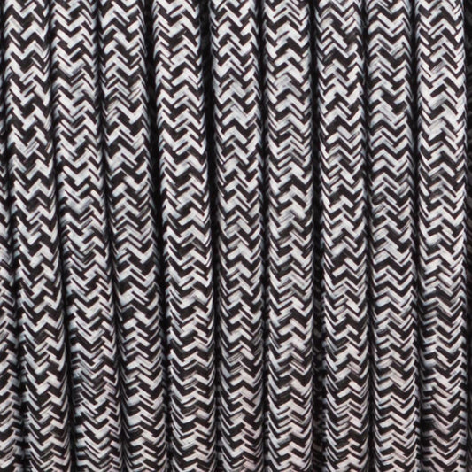 3 core Round Vintage Braided Fabric Black+White+Grey Multi Tweed Coloured Cable Flex 0.75mm - Shop for LED lights - Transformers - Lampshades - Holders | LEDSone UK