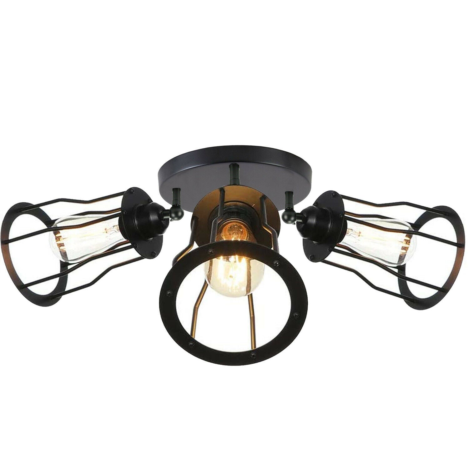 Ceiling Light 3 Shade Modern Industrial Vintage Cage Style Fitting Metal Flush Mount~2014 - LEDSone UK Ltd