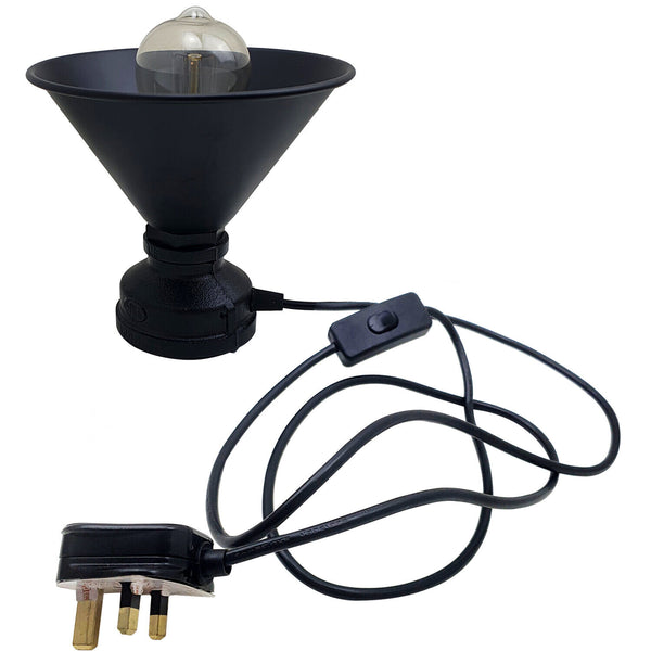 Antieke messing tafellamp met zwart kooiontwerp ~4076 – Ja / Tafellamp + lampenkap
