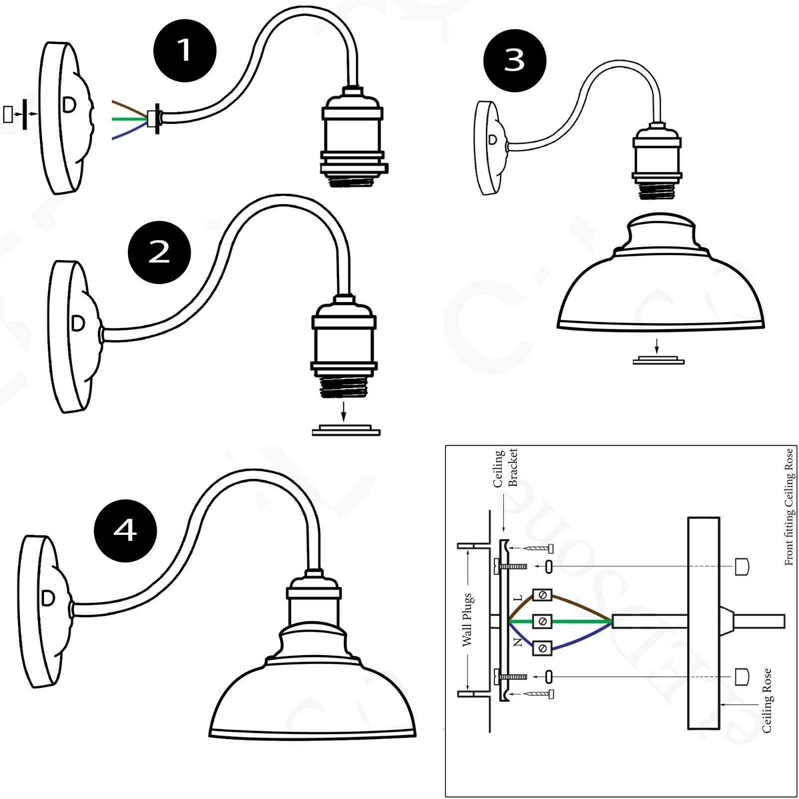Wall Light Lamp Sconce curvy shaped Lamp shade with U bend Handle~2016 - LEDSone UK Ltd