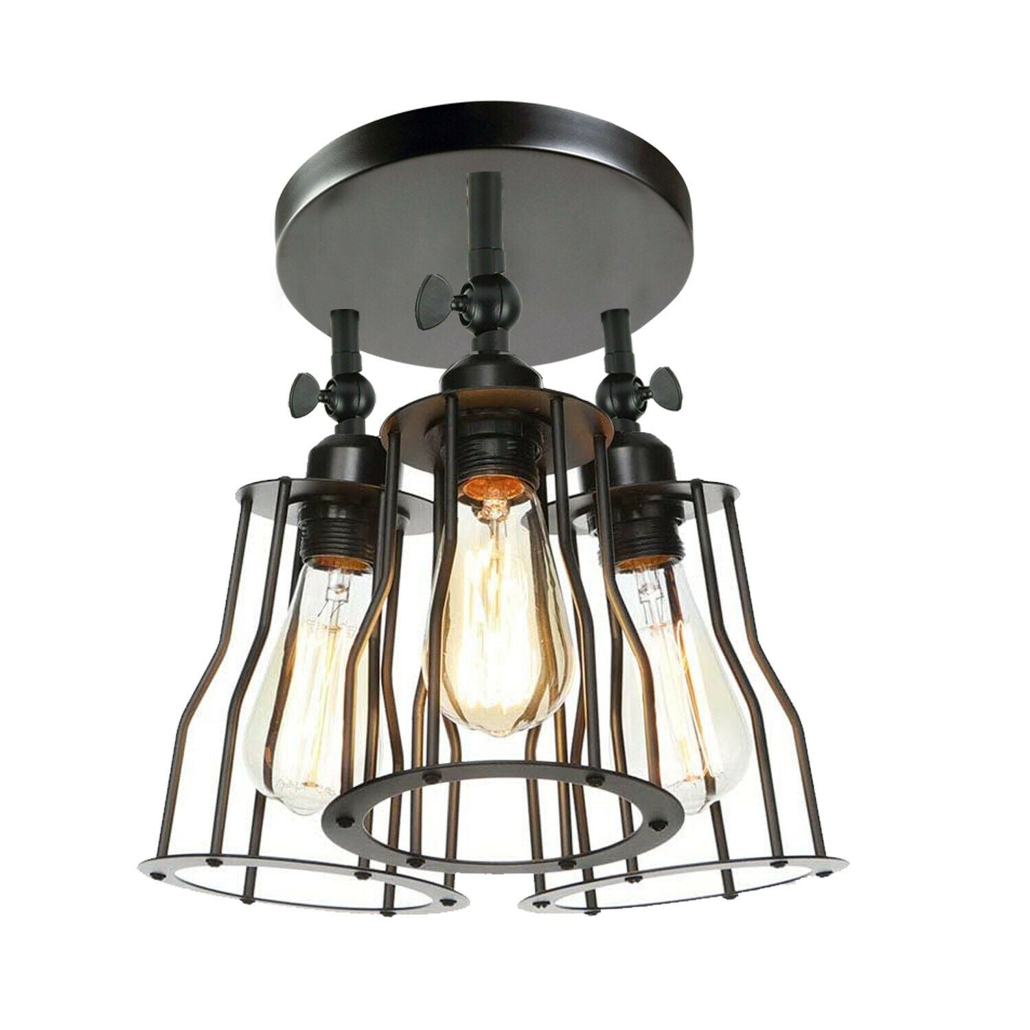 Ceiling Light 3 Shade Modern Industrial Vintage Cage Style Fitting Metal Flush Mount~2014 - LEDSone UK Ltd