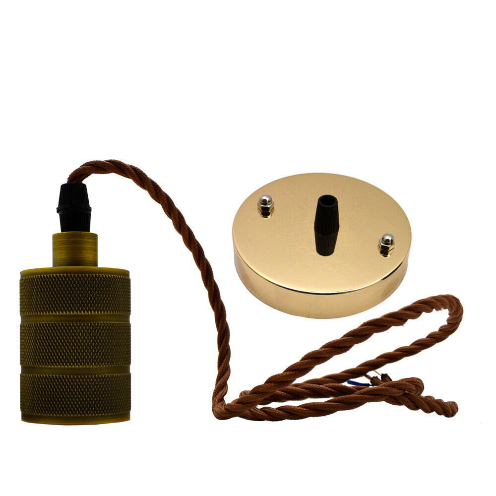 UK Light Pendant Fitting Ceiling Rose E27 Suspension Set Fabric Corded Light Set~2226 - LEDSone UK Ltd