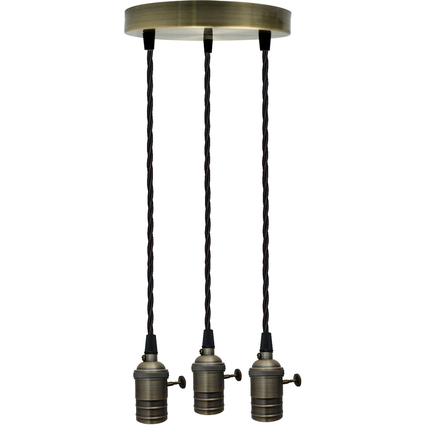Vintage Ceiling Rose Pendant Braided Fabric Flex Lamp Holder Fitting 3 Light Kit~2128 - LEDSone UK Ltd