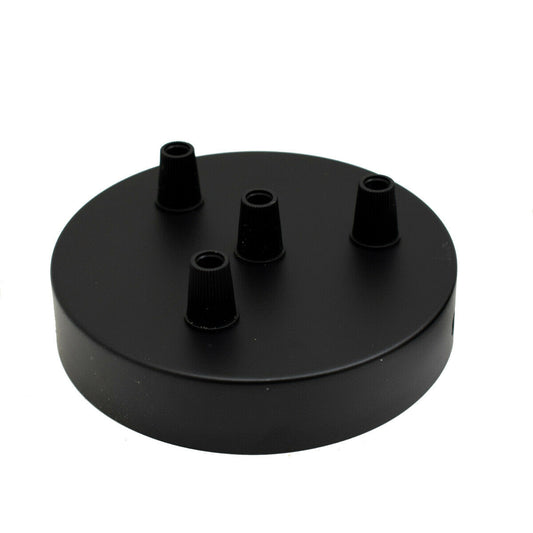 4 Outlet Black Metal Ceiling Rose 120x25mm - Shop for LED lights - Transformers - Lampshades - Holders | LEDSone UK