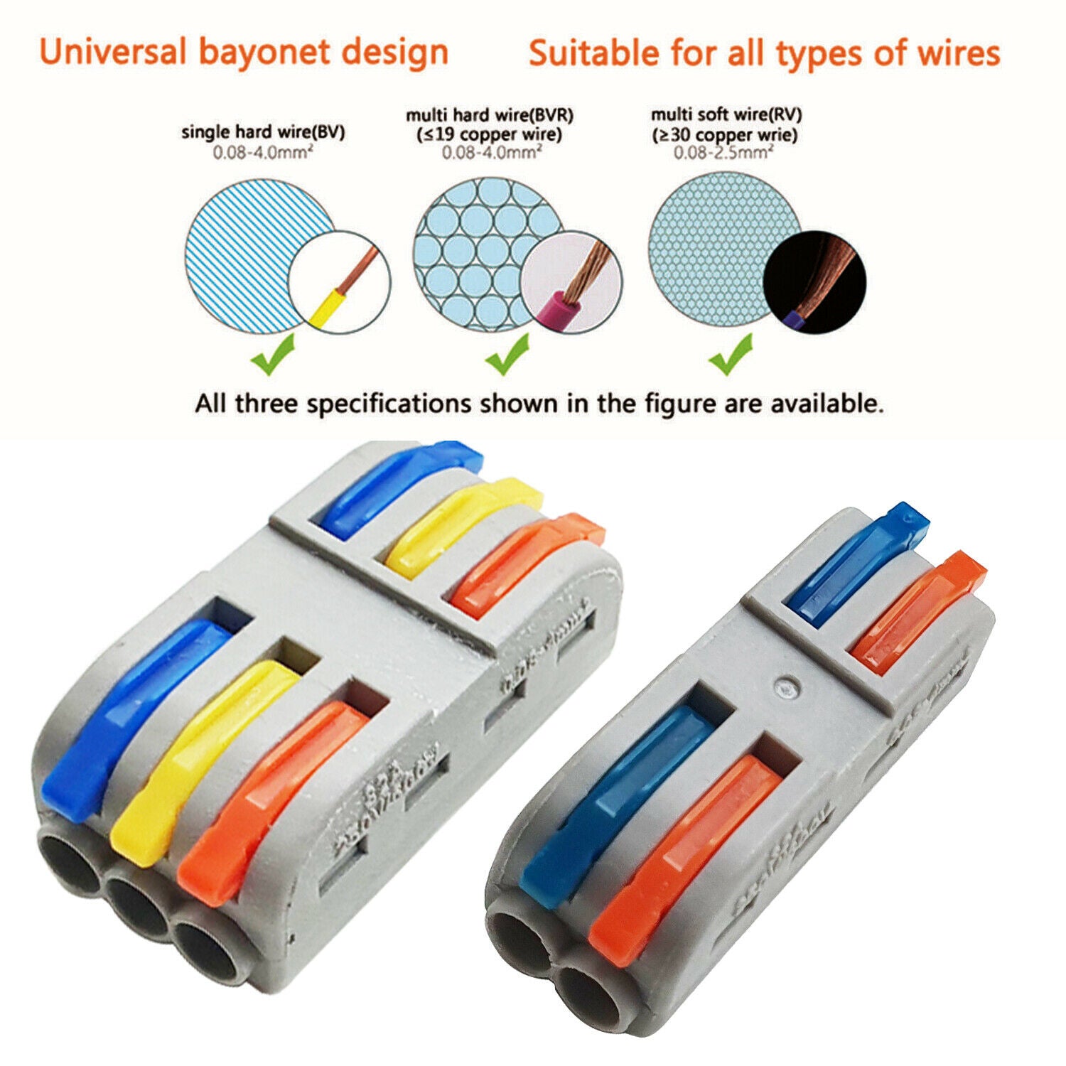 2/3 Way Electrical Connectors Wire Block Clamp Clips Fast Cable Reusable Lever~2163 - LEDSone UK Ltd