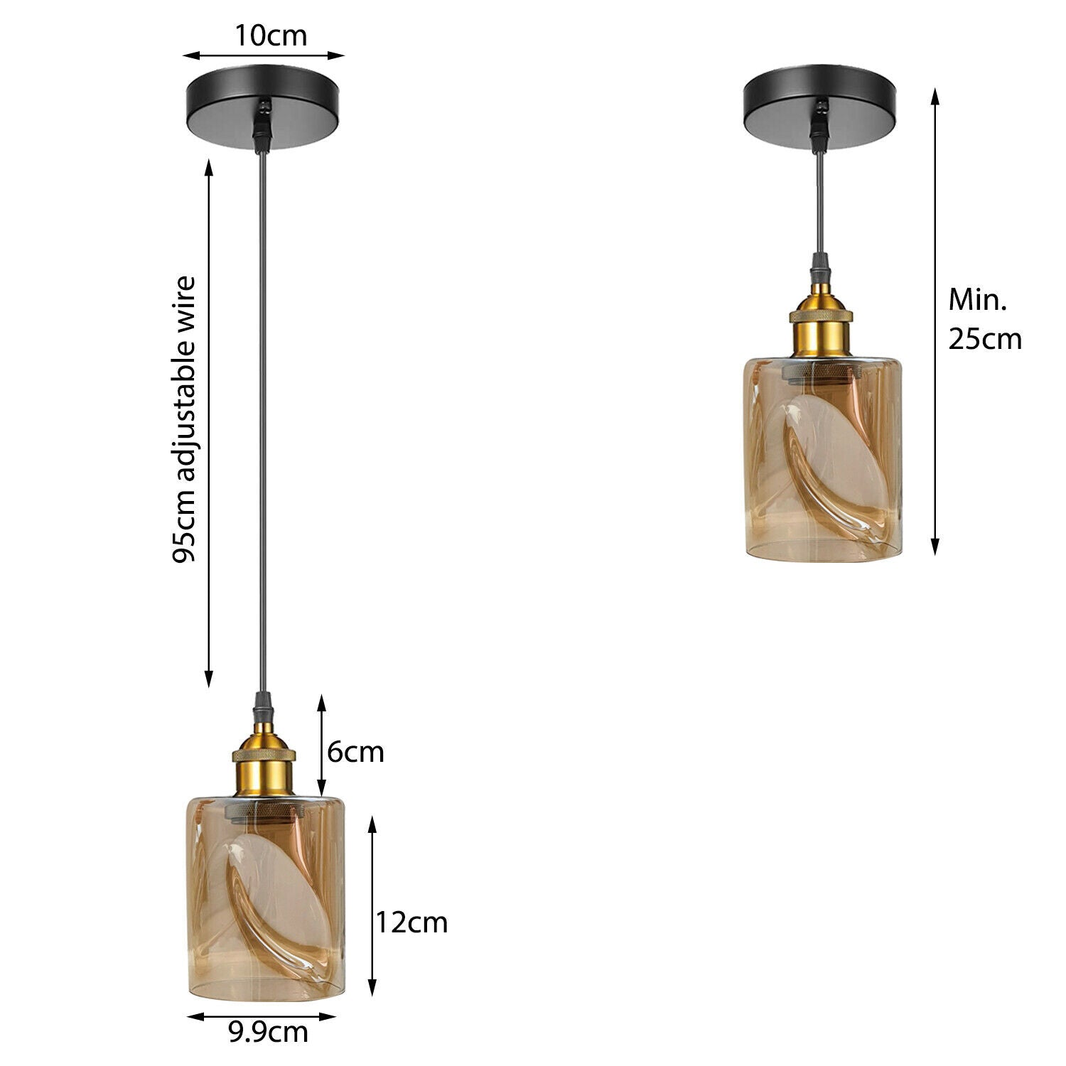 Vintage Industrial Retro Pendant Light Suspended Ceiling Lights Style Glass Lamp Shade~2054 - LEDSone UK Ltd